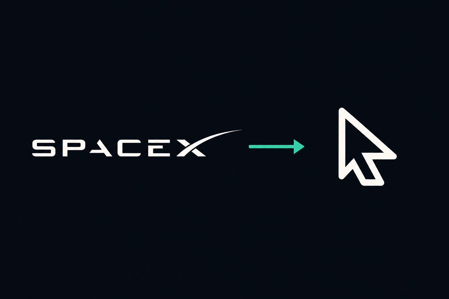 Abstract teal circle merging into an ivory hexagon on a deep navy background, representing the SpaceX acquisition of Cursor